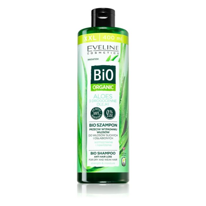 Eveline Bio Organic Natural Aloe Vera szampon przeciw wypadaniu włosów z aloesem 400ml 