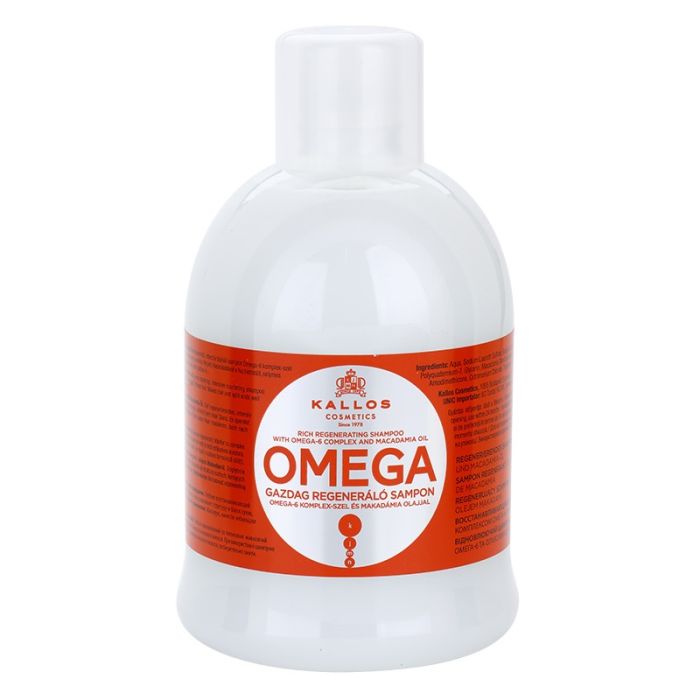 Kallos KJMN szampon regenerujący z kompleksem omega-6 i olejkiem makadamia (Rich Regenerating Shampoo with Omega-6 Complex and Macadamia Oil)  1000ml
